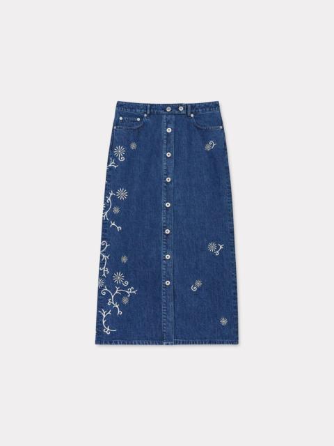KENZO 'KENZO Marguerite' embroidered long skirt in japanese denim