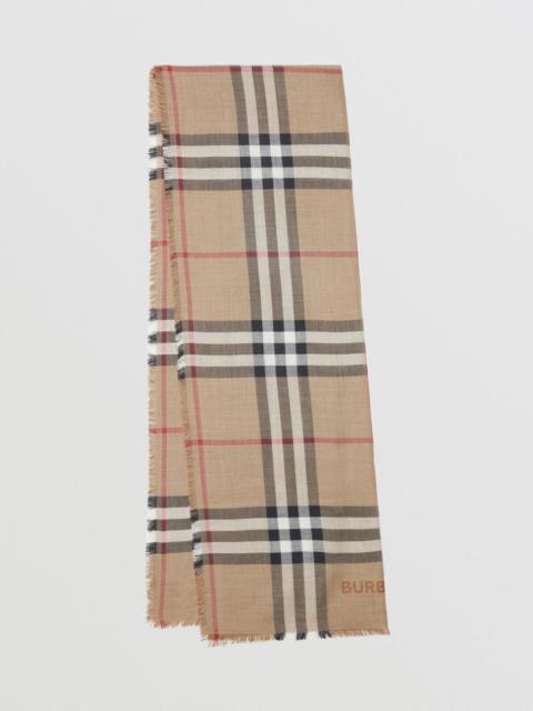 Burberry Lightweight Check Wool Silk Scarf