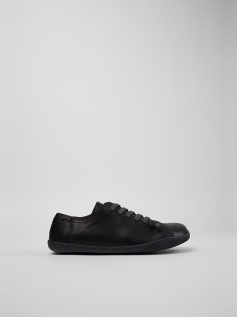 CAMPER Peu Black Vegetable-Tanned Leather Shoes for Women.