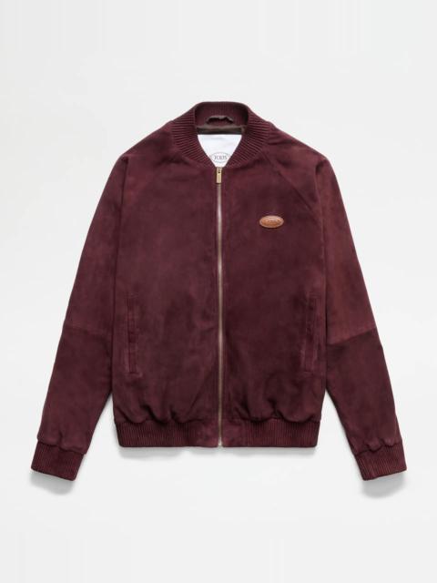 Tod's TRACKSUIT JACKET IN SUEDE - BURGUNDY