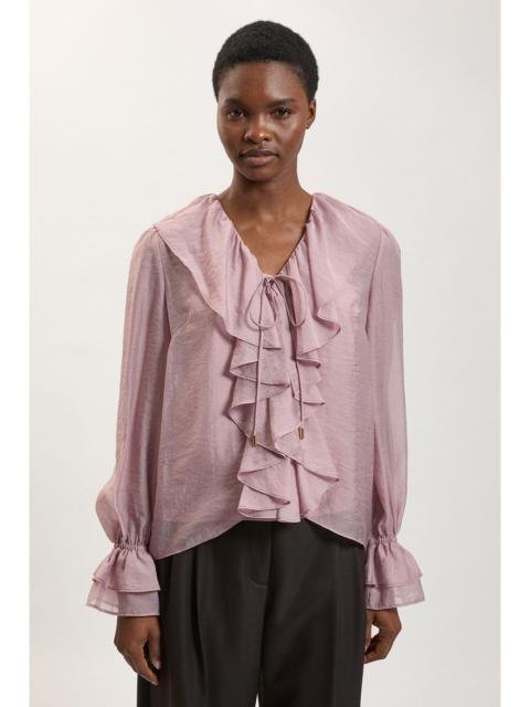 KAREN MILLEN Tencel Frill Front Blouse