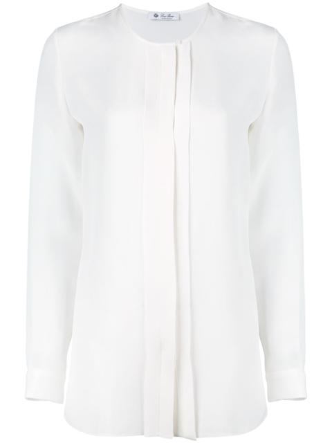 Loro Piana CREW NECK LONG SLEEVE WHITE BLOUSE "White Blouses"