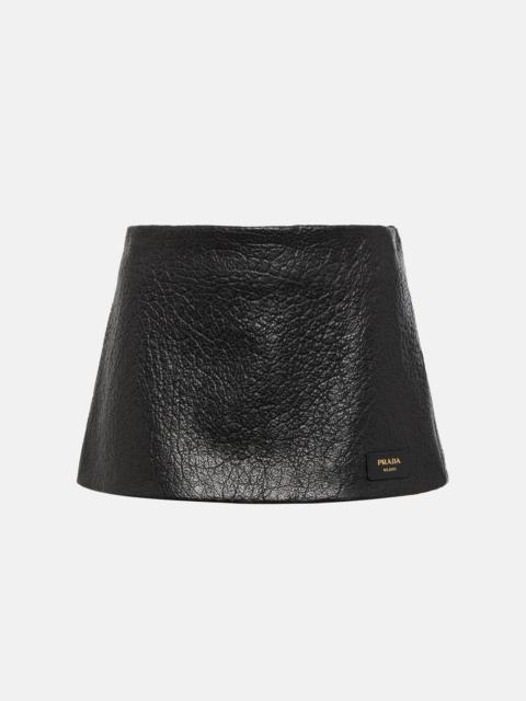 Prada Low-rise leather miniskirt