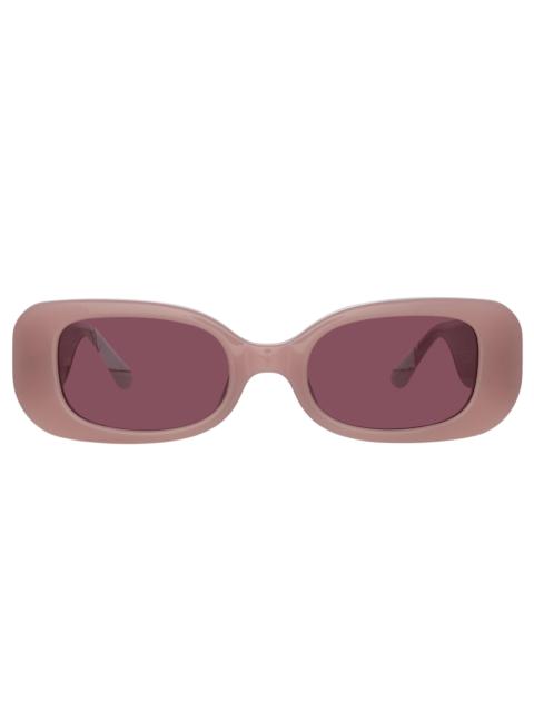 LINDA FARROW LOLA RECTANGULAR SUNGLASSES IN LILAC