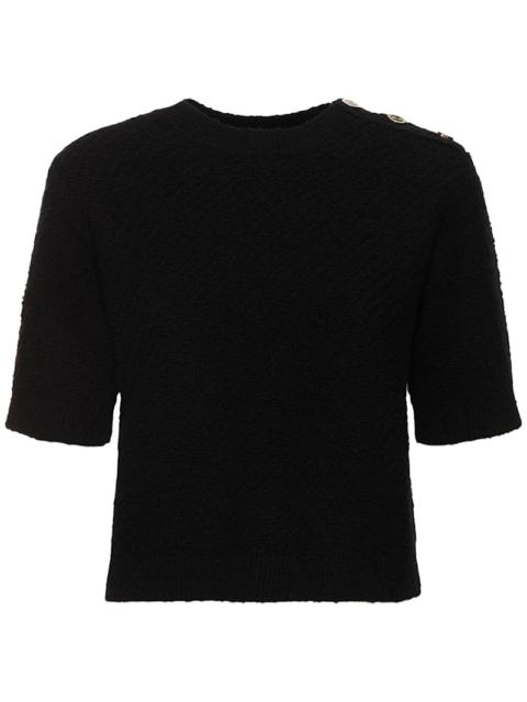 Wool bouclé crewneck top