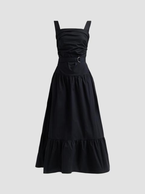 Proenza Schouler Women's Natalie Stretch-Cotton Tie-Waist A-Line Midi Dress - Black