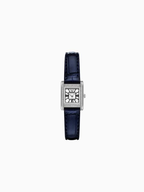 EMPORIO ARMANI TWO-HAND BLUE LEATHER WATCH