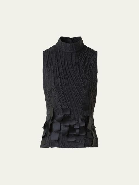 AKRIS Jacquard Waves and Ribbons Silk-Blend Blouse