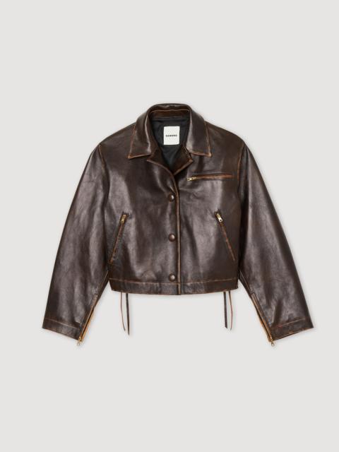 Sandro Distressed leather jacket
