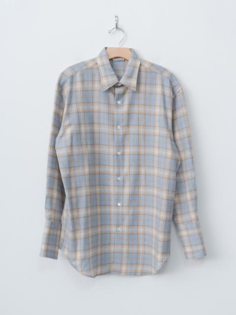 AURALEE Airy Wool Check Shirt - Light Blue × Beige