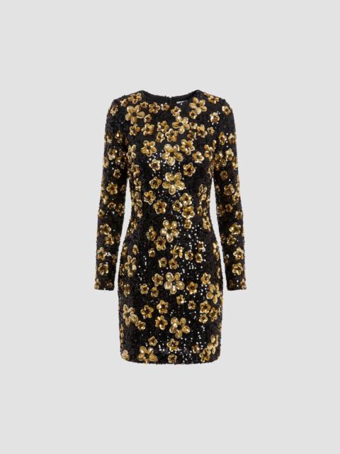 MAC DUGGAL Women's Floral Sequined Sheath Mini Dress - Black Gold