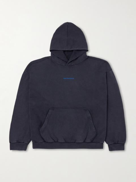 BALENCIAGA Logo-Embroidered Cotton-Jersey Hoodie