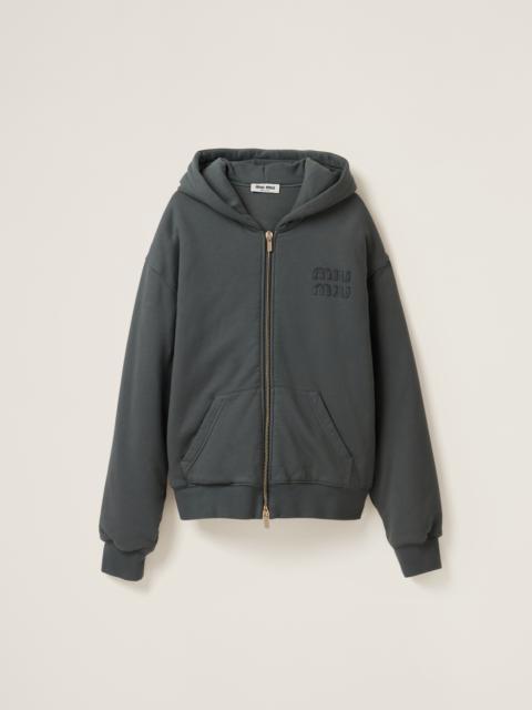 Miu Miu Garment dyed cotton fleece hoodie