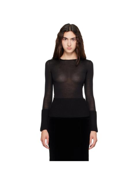 Alaïa Black Crewneck Wool Sweater