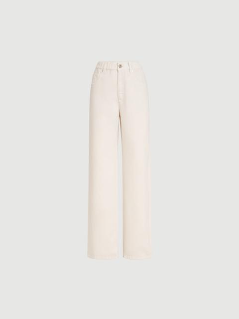 Brunello Cucinelli Garment-dyed contemporary trousers in cotton and linen cover with monili