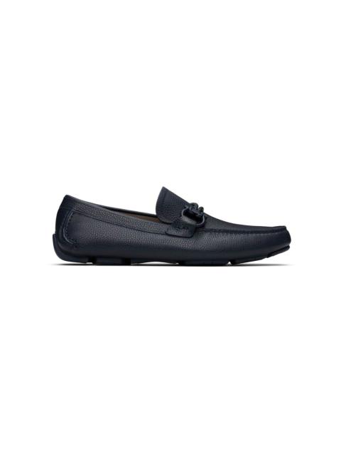FERRAGAMO Navy Gancini Ornament Driver Loafers