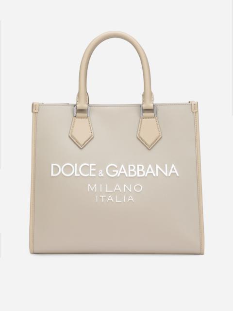 Dolce & Gabbana Small nylon shopper with rubberized logo