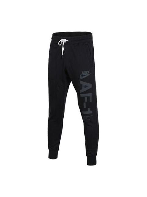 Nike Men's Nike AF-1 Printing Knit Windproof Bundle Feet Long Pants/Trousers Black AH2031-010
