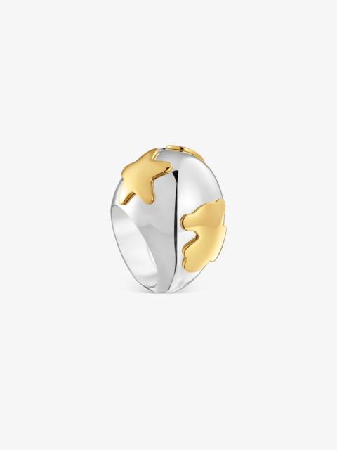 TOUS Wide two-tone dome Ring with motifs Warm