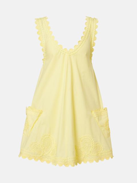 juliet dunn Embroidered cotton poplin minidress