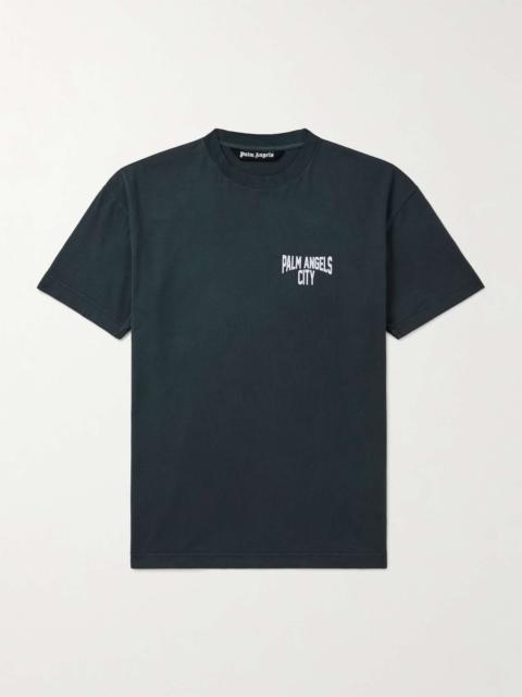 Palm Angels City Logo-Print Washed Cotton-Jersey T-Shirt