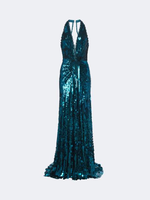 JENNY PACKHAM Lisette sequined halterneck gown