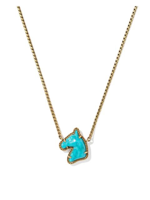 KENDRA SCOTT Horse Vintage Gold Short Pendant Necklace