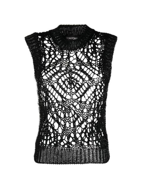 open-knit sleeveless silk top
