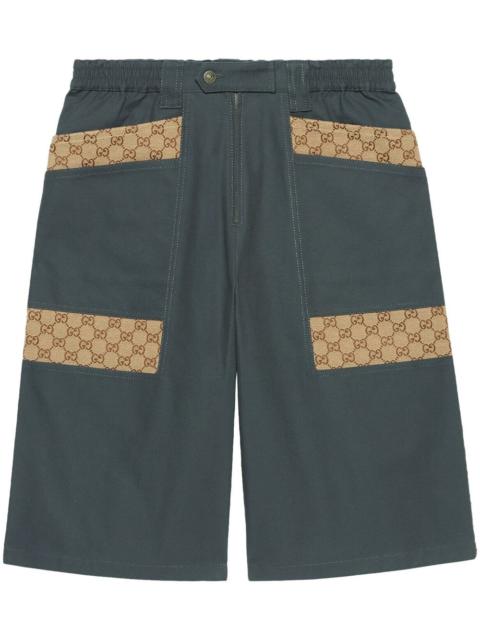 GUCCI Cotton canvas bermuda short with GG inserts