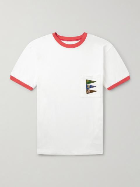 Kapital Pennant Ringer Logo-Appliquéd Cotton-Jersey T-Shirt