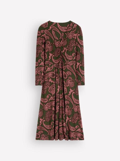 BODEN Jasmine Ruched Jersey Dress-Forest Glade, Paisley Bouquet