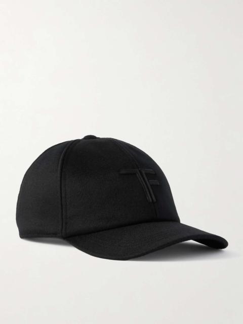 TOM FORD Leather-Trimmed Logo-Embroidered Cashmere Baseball Cap