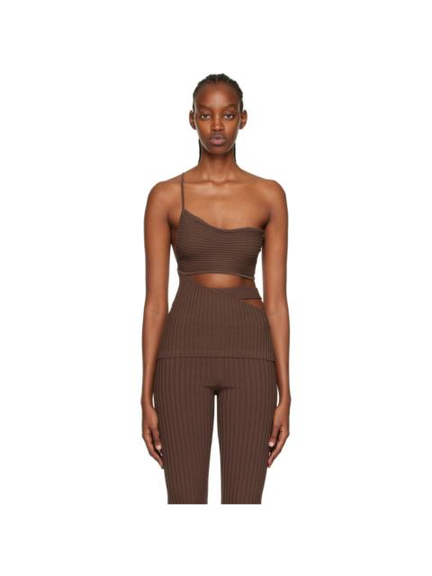 ANDREĀDAMO Brown One-Shoulder Tank Top