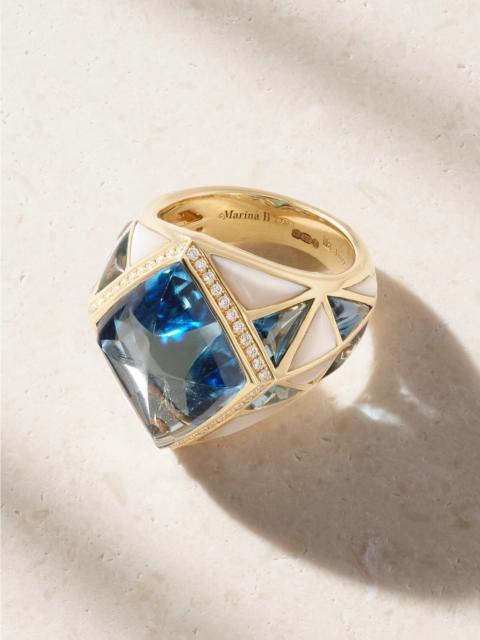 Marina B 18-karat Gold Topaz, Diamond And Mother-of-pearl Ring