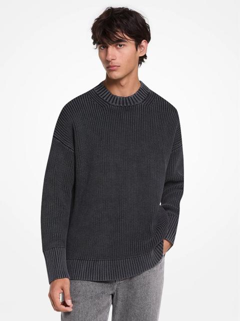 MICHAEL KORS Garment-Dyed Cotton Blend Sweater