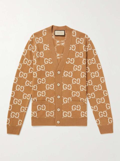 GUCCI Slim-Fit Monogrammed Wool-Jacquard Cardigan