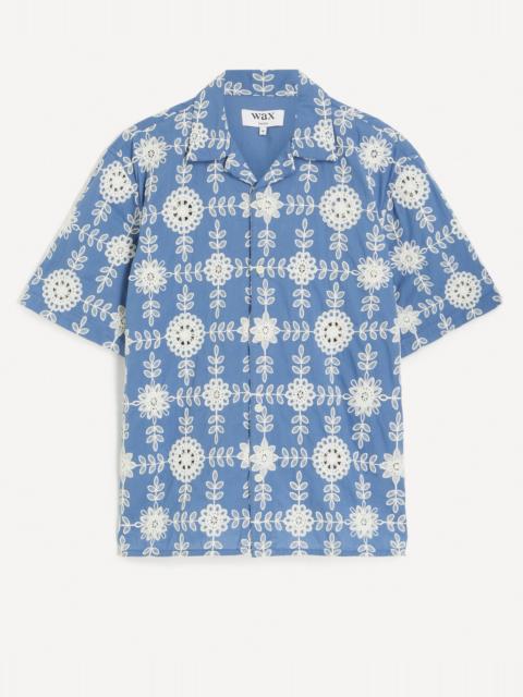 Wax London Didcot Blue-Ecru Corded Lace Shirt