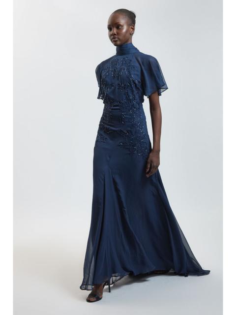 KAREN MILLEN Hand Embellished Georgette Gown