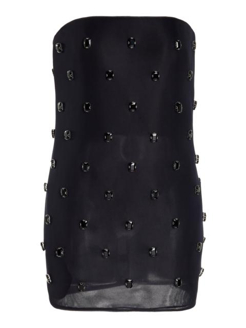 BRANDON MAXWELL The Tilly Embroidered Strapless Mini Dress black