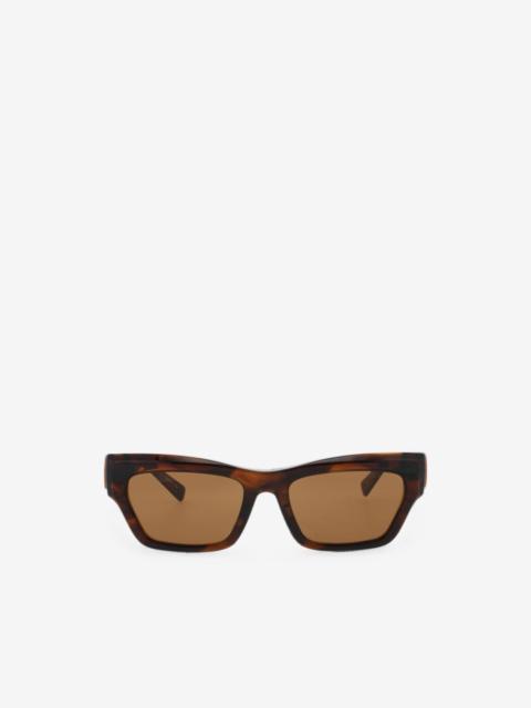 Longchamp tortoiseshell-effect logo-plaque sunglasses