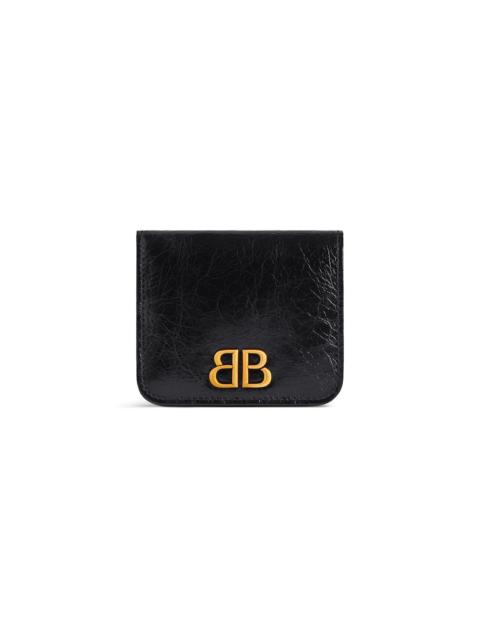 BALENCIAGA Women's Monaco Flap Coin And Card Holder in Black