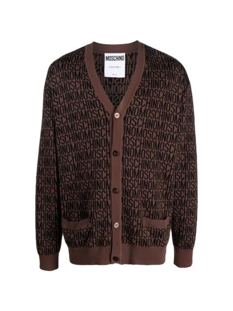 Moschino all-over logo knit cardigan