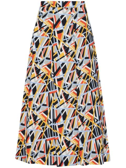 ROSETTA GETTY abstract-print pleat-detail maxi skirt