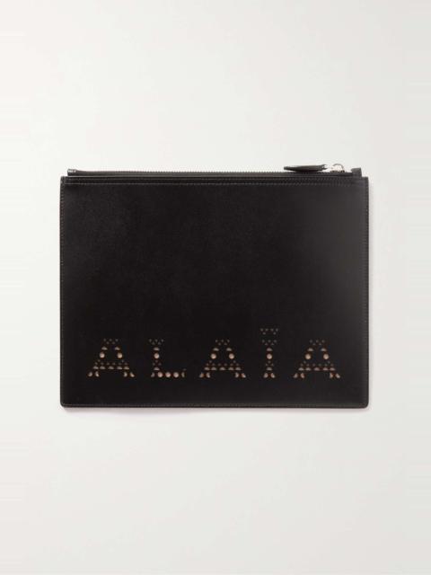 Alaïa Large laser-cut leather pouch