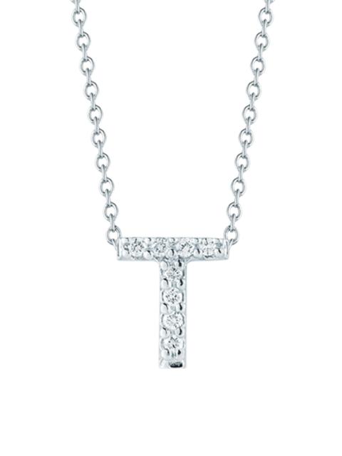 ROBERTO COIN Women's Tiny Treasures 0.08 TCW Diamond & 18K White Gold Initial Necklace - Initial T