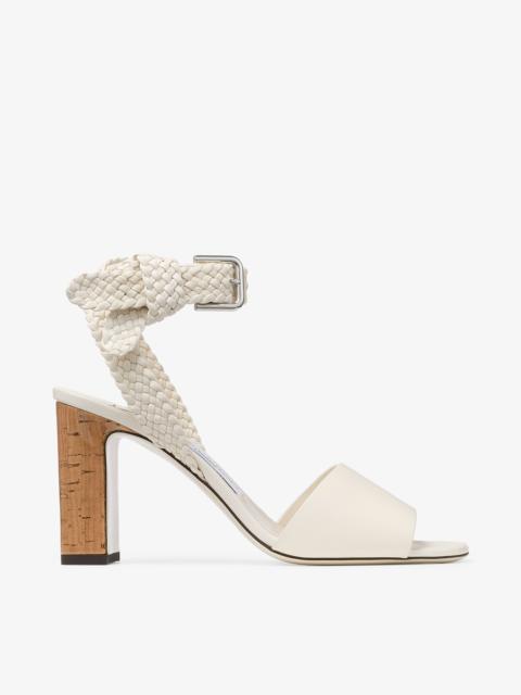 JIMMY CHOO Rori 85
Latte Shiny Calf Leather and Shiny Cork Sandals