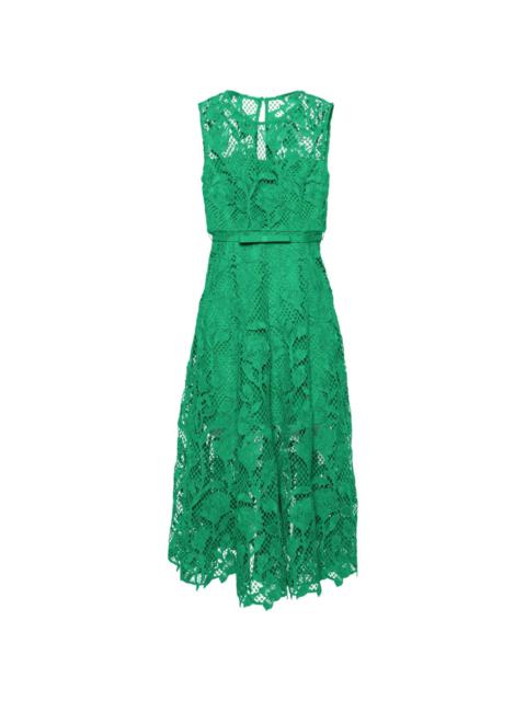 guipure-lace belted dress