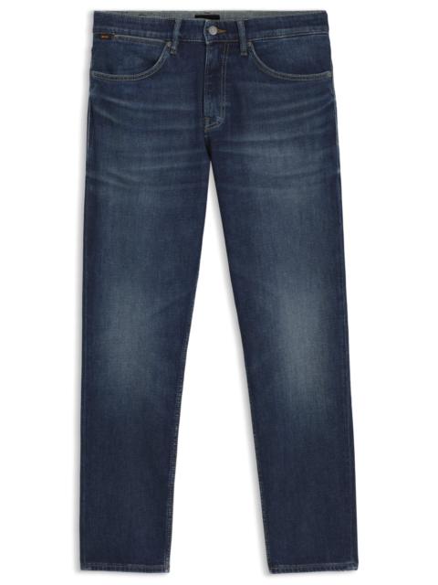 BOSS TAPERED-FIT JEANS WITH STRETCH COTTON AND CONTRAST STITCHING