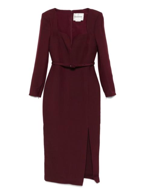 ROLAND MOURET square-neck belted dress