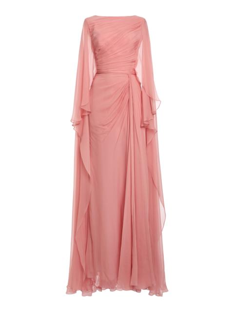 ZUHAIR MURAD Chiffon Draped Long Dress pink